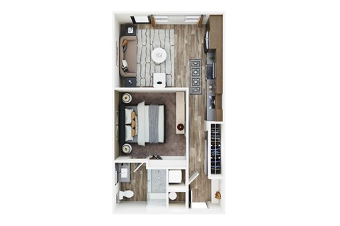 Floor plan for studio, 1 bath, 573 sqft